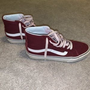 Maroon high top vans